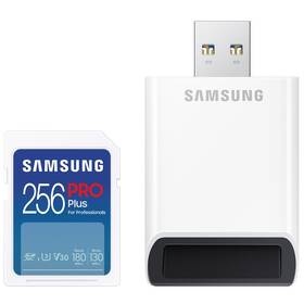Paměťová karta Samsung SDXC PRO+ 256GB UHS-I U3 (180R/130W) + USB adaptér (MB-SD256SB/WW)