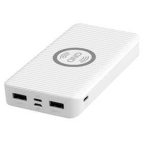 Powerbank GND 10000 mAh, bezdrátové nabíjení 5W, USB-C, Lightning (PB100003W) bílá
