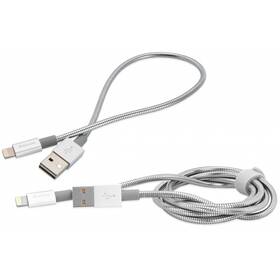 Kabel Verbatim USB/Lightning, 1m + 0,3m (48873) stříbrný