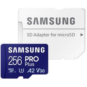 Paměťová karta Samsung Micro SDXC PRO Plus 256GB UHS-I U3 (180R/130W + SD adapter (MB-MD256SA/EU)