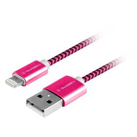 Kabel GoGEN USB / lightning, 1m, opletený fialová barva

