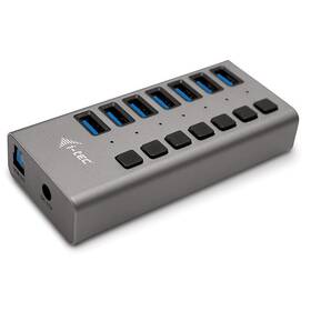 USB Hub i-tec 7x USB 3.0, 36W stříbrná barva

