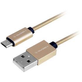 Kabel GoGEN USB / micro USB, 1m, ocelový, opletený (MICUSB100MM21) zlatý