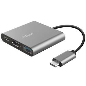 USB Hub Trust Dalyx 3v1 USB-C/USB, HDMI, USB-C PD 100W (23772) šedý - rozbaleno - 24 měsíců záruka