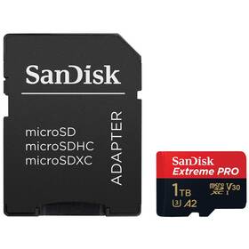 Paměťová karta SanDisk Micro SDXC Extreme Pro 1 TB UHS-I U3  (170R/90W) + adaptér (SDSQXCZ-1T00-GN6MA)