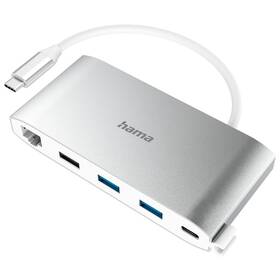 USB Hub Hama Multiport, 8 připojení, 3x USB-A, 2x USB-C, VGA, HDMI, LAN - zánovní - 12 měsíců záruka