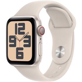 Chytré hodinky Apple Watch SE 2023 GPS + Cellular 44mm pouzdro z hvezdně bílého hliníku - hvězdně bílý sportovní řemínek - M/L (MRGX3QC/A) - rozbaleno - 24 měsíců záruka