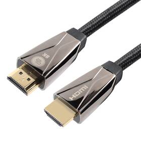 Kabel GoGEN HDMI 2.1 / 8K UHD, 1m, pozlacený, opletený (HDMI100MM09) černý