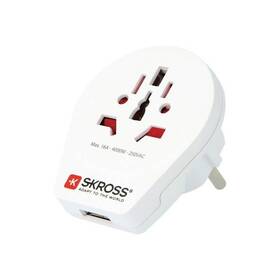 Cestovní adaptér SKROSS pro cizince v ČR, vč. 1x USB 2100mA bílá barva
