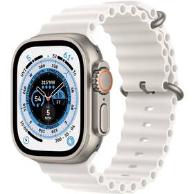 Chytré hodinky Apple Watch Ultra GPS + Cellular, 49mm pouzdro z titanu - bílý oceánský řemínek (MNHF3CS/A)