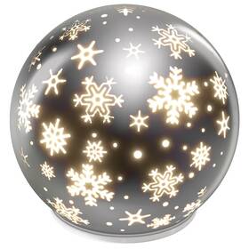 LED dekorace EMOS skleněná koule – vločky, 12 cm, 3x AA, vnitřní, teplá bílá, časovač (DCLW28) - zánovní - 24 měsíců záruka