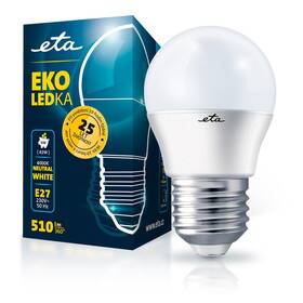 Žárovka LED ETA EKO LEDka mini globe 6W, E27, neutrální bílá (ETAG45W6NW01) - rozbaleno - 24 měsíců záruka