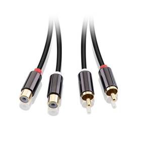 Kabel GoGEN 2x Cinch, 2,5m, prodlužovací, pozlacené konektory (2CINCH250FM01) černý