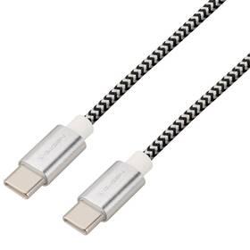 Kabel GoGEN USB-C / USB-C, 3m, opletený (USBCC300MM24) stříbrný