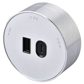 Zásuvkový modul Viking USB, USB-C stříbrná barva
