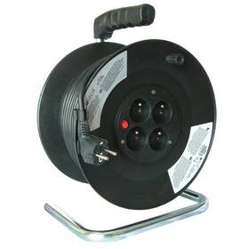 Kabel prodlužovací na bubnu Solight 4 zásuvky, 50m, 3x 1,5mm2 (PB02) černý