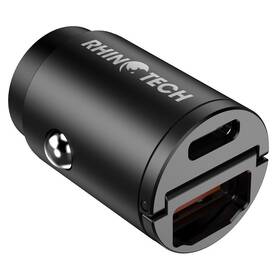 Adaptér do auta RhinoTech MINI, USB-C + USB-A 30W (RTACC324) černý