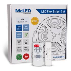 LED pásek McLED sada 3 m + Přijímač Nano, 480 LED/m, NW, 1551 lm/m, vodič 3 m (ML-126.057.83.S03002)
