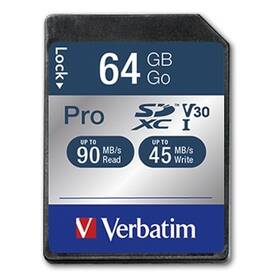 Paměťová karta Verbatim Pro SDXC 64GB UHS-I V30 U3 (90R/45W) (47022)