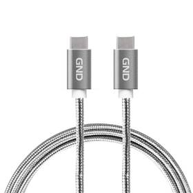 Kabel GND USB-C/USB-C 3.1, PD, 2m, opletený (USBCC200MM01) šedý - zánovní - 12 měsíců záruka