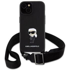 Kryt na mobil Karl Lagerfeld Saffiano Crossbody Metal Ikonik na Apple iPhone 15 (KLHCP15SSASKNPBK) černý