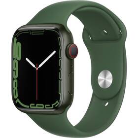 Chytré hodinky Apple Watch Series 7 GPS + Cellular, 45mm pouzdro ze zeleného hliníku - jetelově zelený sportovní řemínek (MKJR3HC/A)