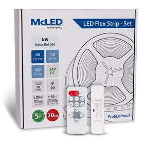 LED pásek McLED s ovládáním Nano - sada 20 m - Professional, 60 LED/m, NW, 432 lm/m, vodič 3 m (ML-126.872.60.S20002)