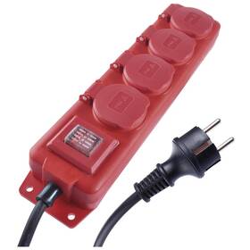 Kabel prodlužovací EMOS 4x zásuvka, vypínač, guma-neopren, 3m (P14131) černá/červená