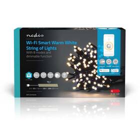 Vánoční osvětlení Nedis SmartLife LED, Wi-Fi, Teplá bílá, 200 LED, 20 m, Android / IOS (WIFILX01W200)