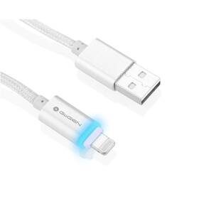 Kabel GoGEN USB/Lightning, 1m, oplétáný (LIGHTNL 100 MM02) stříbrný - rozbaleno - 24 měsíců záruka