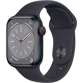 Chytré hodinky Apple Watch Series 8 GPS + Cellular 45mm pouzdro z temně inkoustového hliníku - temně inkoustový sportovní řemínek (MNK43CS/A)