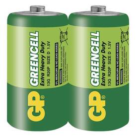 Baterie zinkochloridová GP Greencell D, R20, fólie 2ks (B1240)