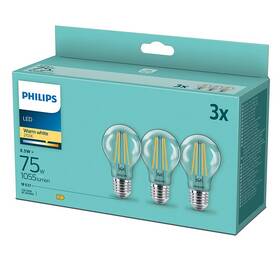 Žárovka LED Philips klasik, 8,5W, E27, teplá bílá, 3ks (8718699696955) - s kosmetickou vadou - 12 měsíců záruka