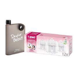 Filtr na vodu BWT Magnesium 12 ks + designová láhev 
