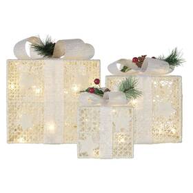 LED dekorace EMOS 60 LED dárky s ozdobou, 3 velikosti, vnitřní, teplá bílá 
