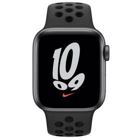 Chytré hodinky Apple Watch Nike SE GPS, 40mm pouzdro z vesmírně šedého hliníku - antracitový / černý sportovní řemínek (MKQ33HC/A)