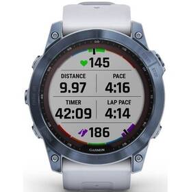 GPS hodinky Garmin fenix 7X PRO Sapphire Solar - Titan Blue/White Silicone Band (010-02541-15)
