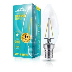 Žárovka LED ETA RETRO LEDka svíčka filiament 5W, E14, teplá bílá (C37W5WWF)