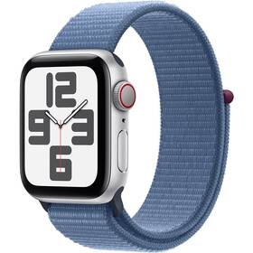Chytré hodinky Apple Watch SE 2023 GPS + Cellular 44mm pouzdro ze stříbrného hliníku - ledově modrý provlékací sportovní řemínek (MRHM3QC/A)