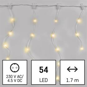Vánoční osvětlení EMOS 54 LED drop řetěz – rampouchy, 1,7 m, venkovní i vnitřní, teplá bílá (D3CW01) - zánovní - 24 měsíců záruka