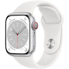 Chytré hodinky Apple Watch Series 8 GPS + Cellular 45mm pouzdro ze stříbrného hliníku - bílý sportovní řemínek (MP4J3CS/A) - s kosmetickou vadou - 12 měsíců záruka