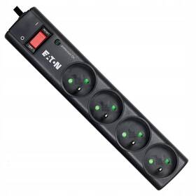 Přepěťová ochrana Eaton Protection Strip 4 FR, 4x zásuvka, zatížení 10A, 1m černá barva
