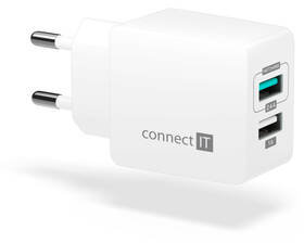 Nabíječka do sítě Connect IT Fast Charge 2x USB, 3,4A s funkcí rychlonabíjení (CWC-2015-WH) bílá