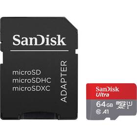 Paměťová karta SanDisk Ultra microSDXC 64GB (140R) A1 Class 10 UHS-I + SD adaptér (SDSQUAB-064G-GN6MA)