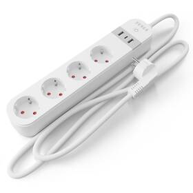 Kabel prodlužovací Tesla Smart PS300, 4x zásuvka/1x USB-C/2x USB-A (TSL-SPL-SPS300) bílý - zánovní - 12 měsíců záruka