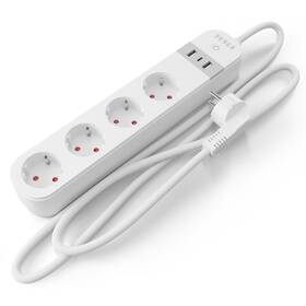 Kabel prodlužovací Tesla Smart PS300, 4x zásuvka/1x USB-C/2x USB-A bílá barva
