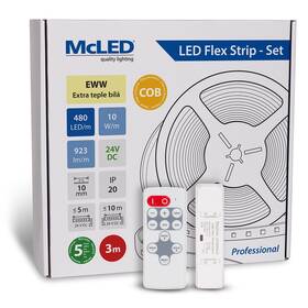 LED pásek McLED sada 3 m + Přijímač Nano, 480 LED/m, EWW, 923 lm/m, vodič 3 m (ML-126.056.83.S03002)