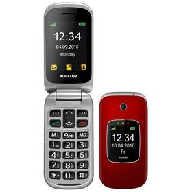 Mobilní telefon Aligator V650 Senior (AV650RS) stříbrný/červený