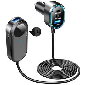 Adaptér do auta WG 2x USB, 4x USB-C PD, 100W černá barva
