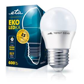 Žárovka LED ETA EKO LEDka mini globe 7W, E27, teplá bílá (ETAG45W7WW01) - zánovní - 24 měsíců záruka
